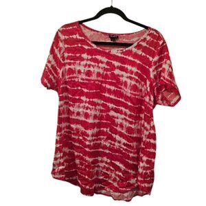 Pink and White Torrid Women's Tie Dye Stella T-Shirt
